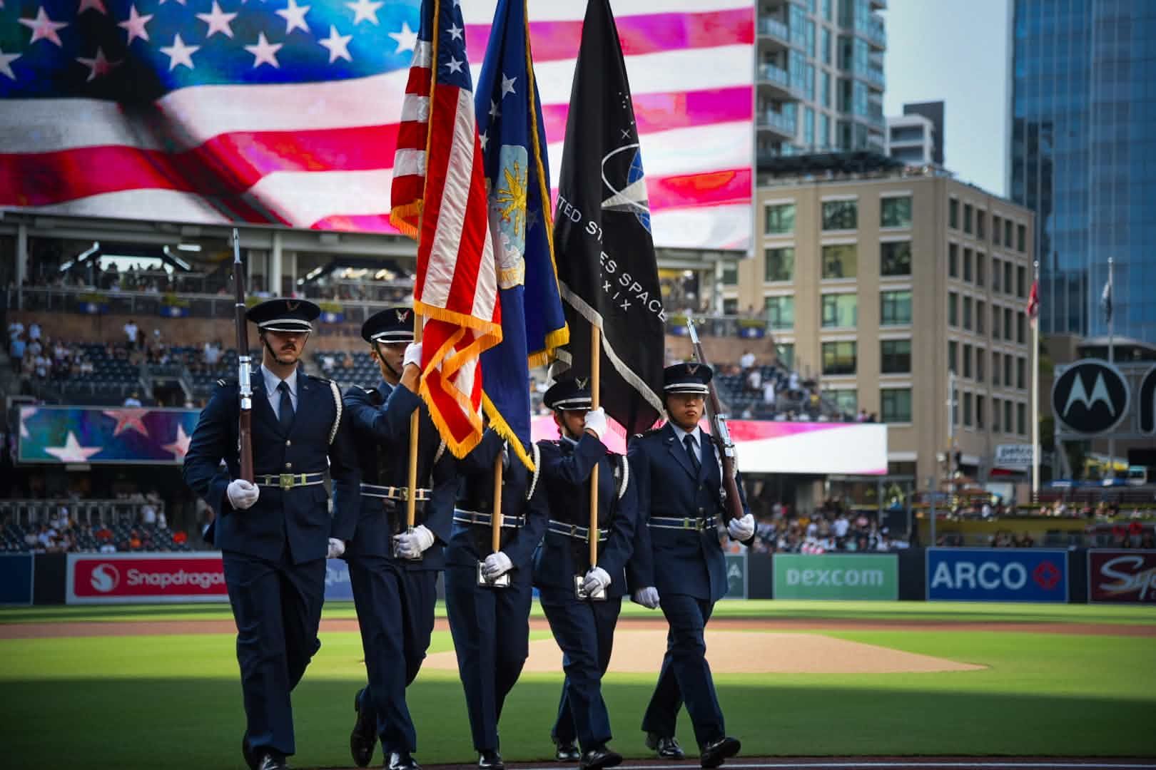 Color Guard members participating in a patriotic ceremony.