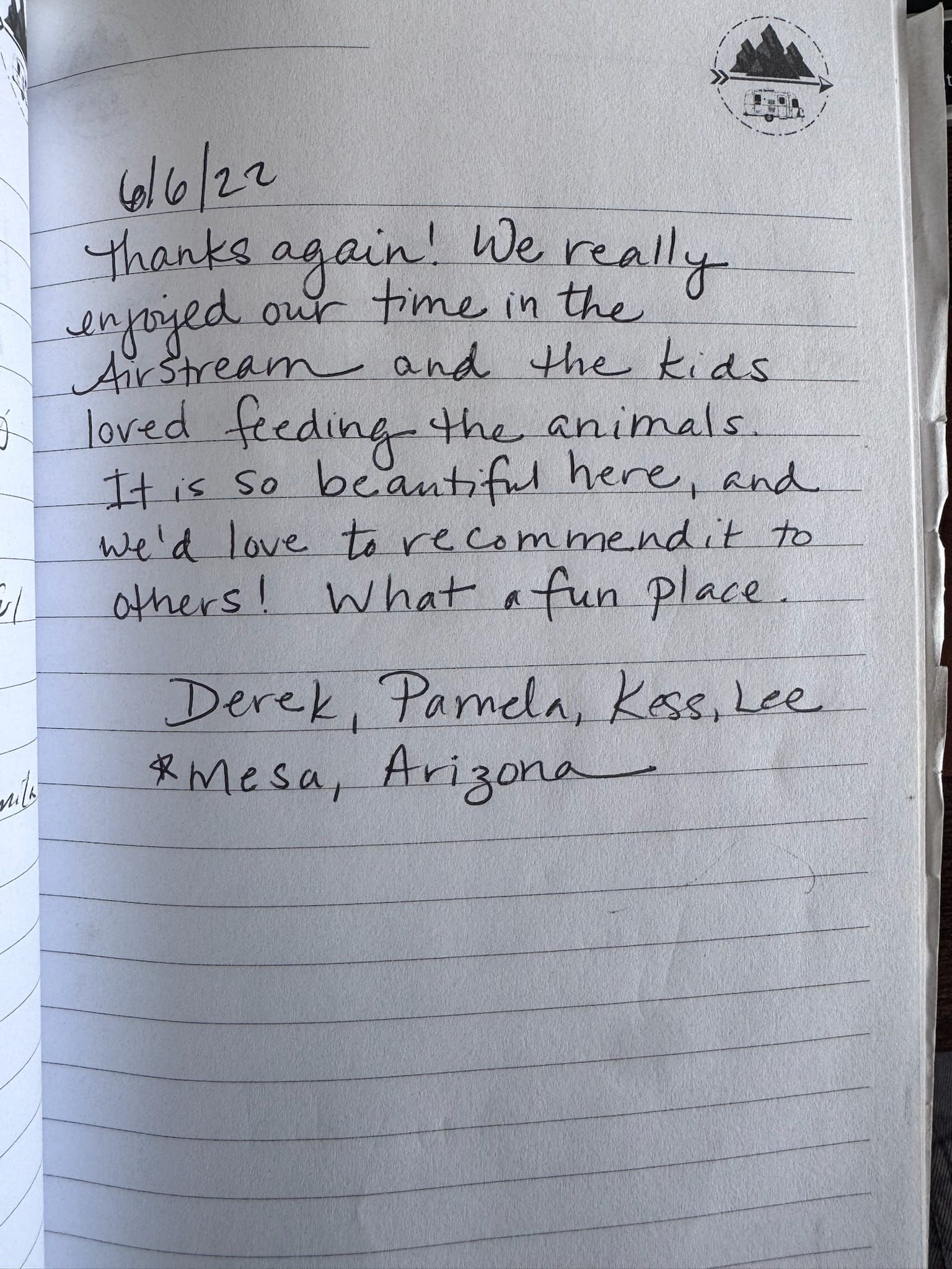 Handwritten guest book page 3562