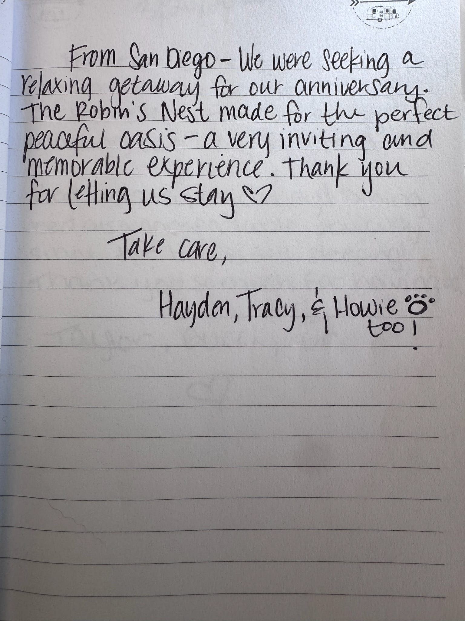 Handwritten guest book page 3567