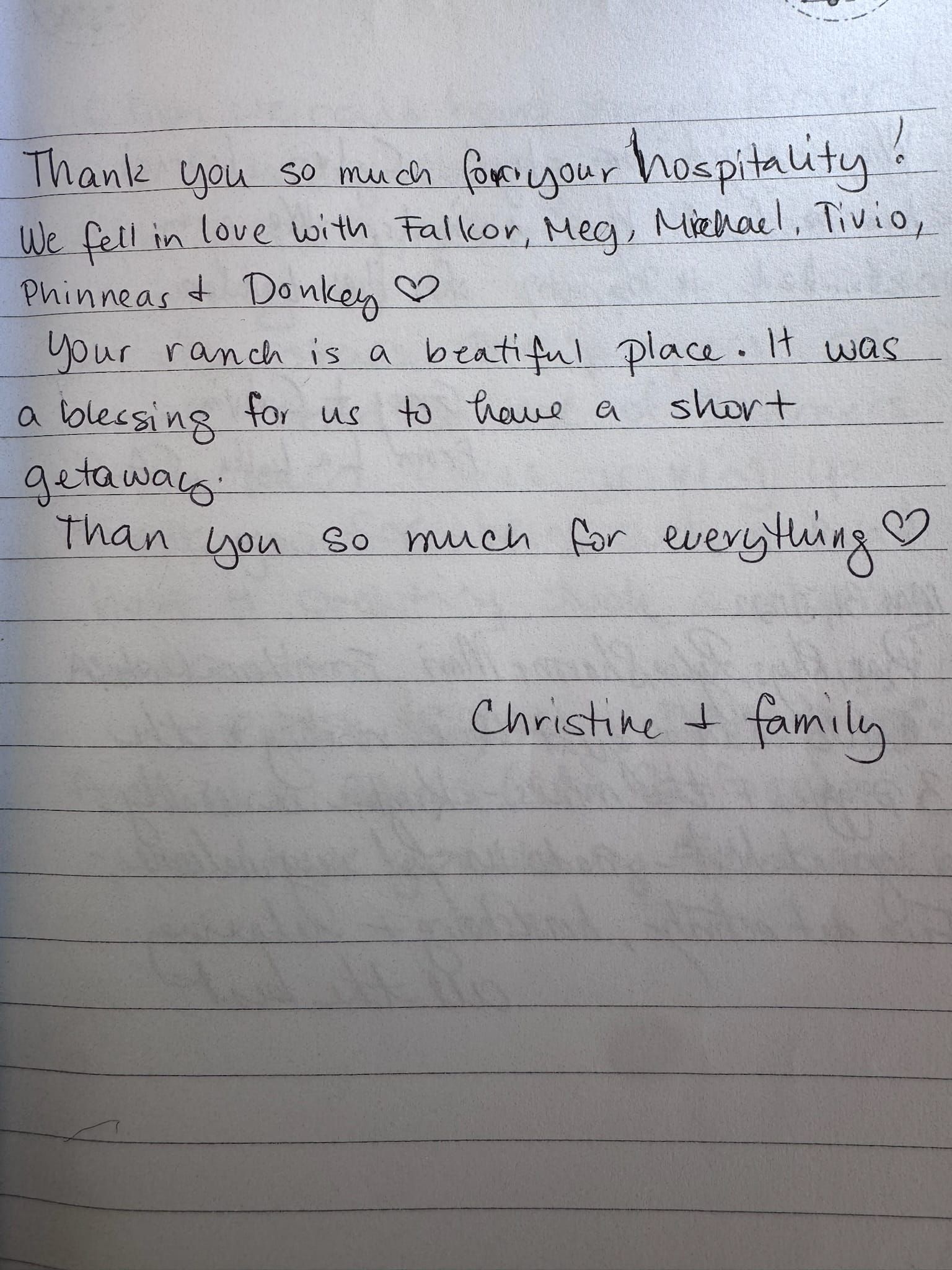 Handwritten guest book page 3568