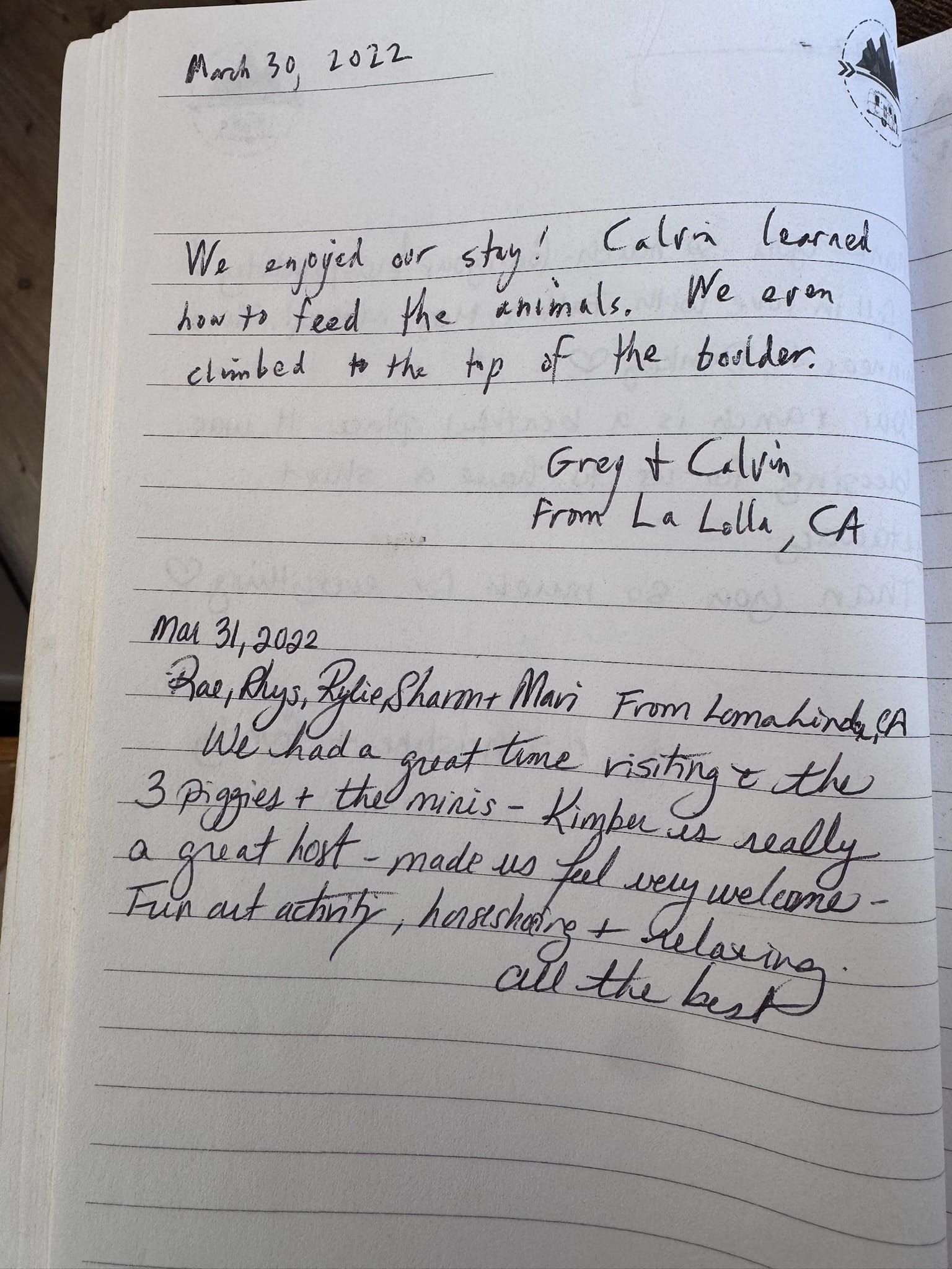 Handwritten guest book page 3569