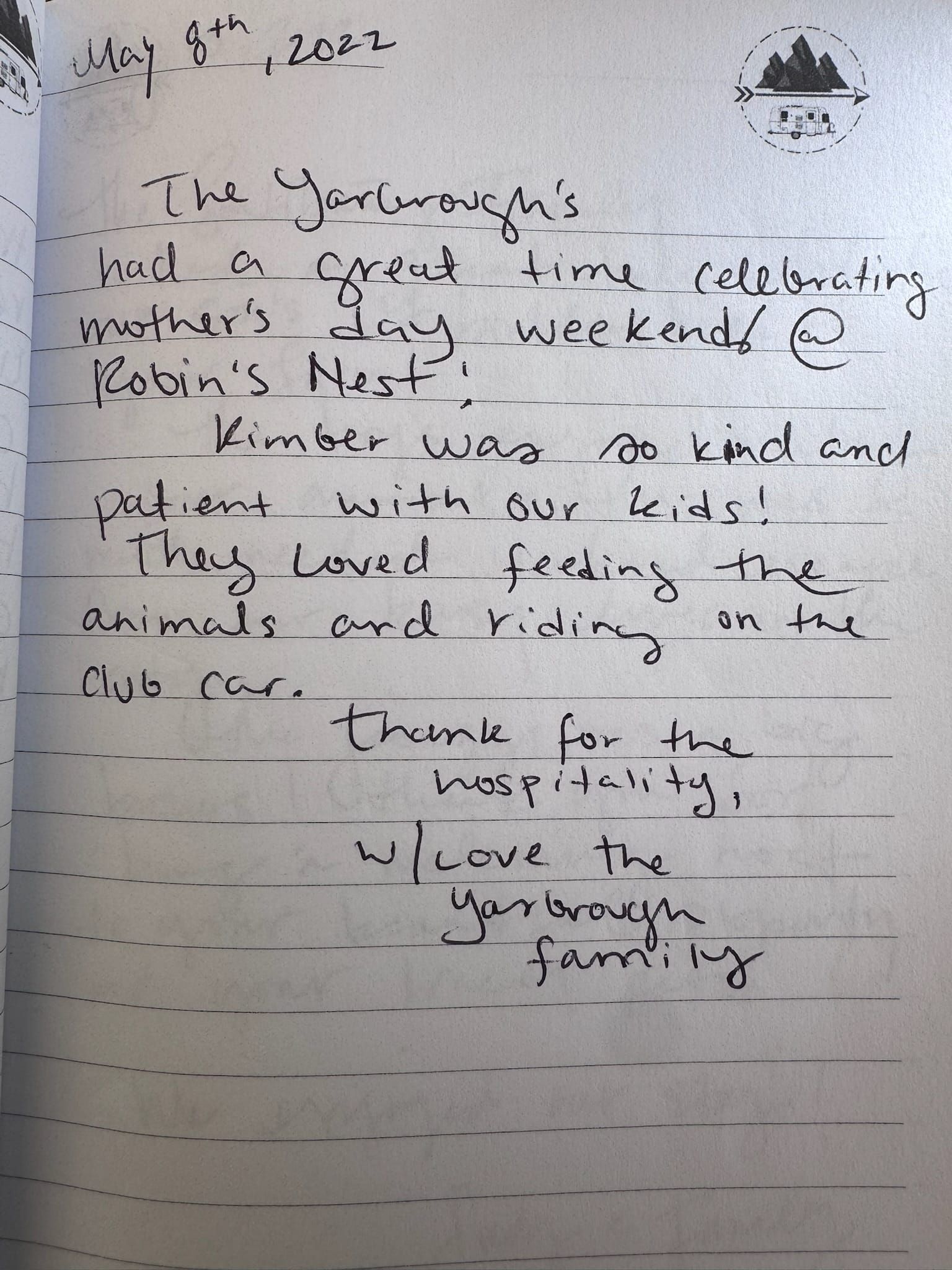 Handwritten guest book page 3574