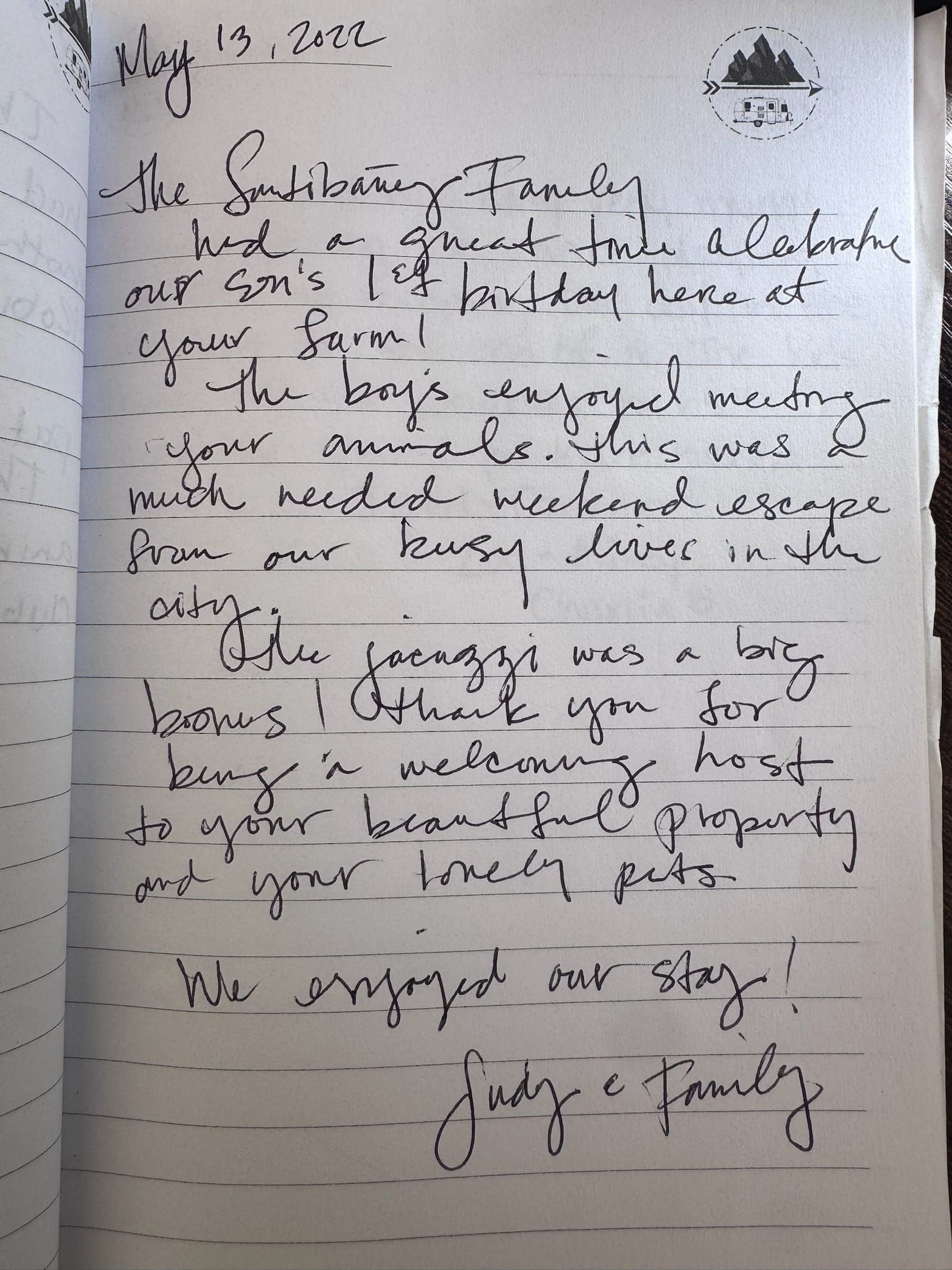 Handwritten guest book page 3575