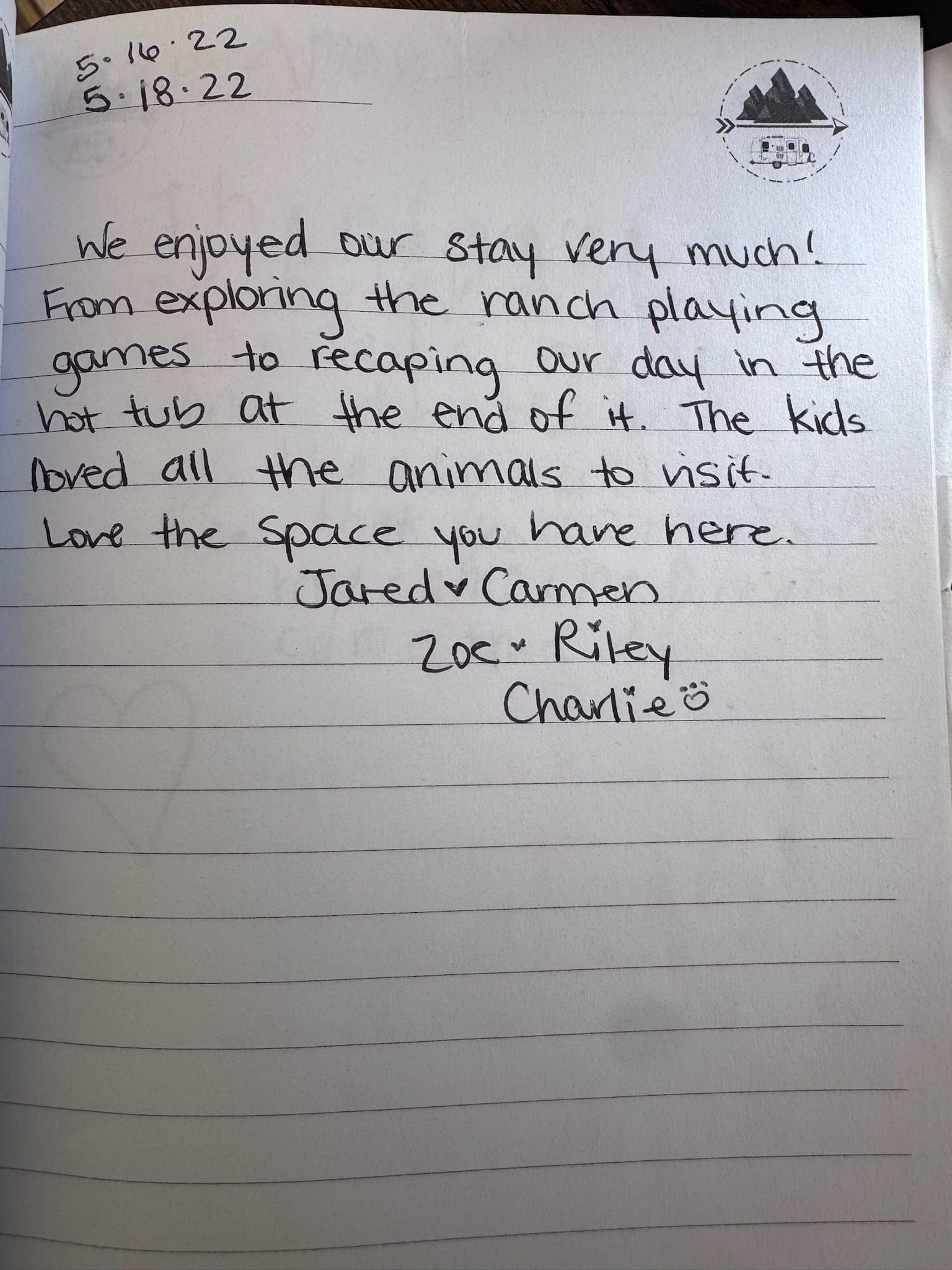 Handwritten guest book page 3576