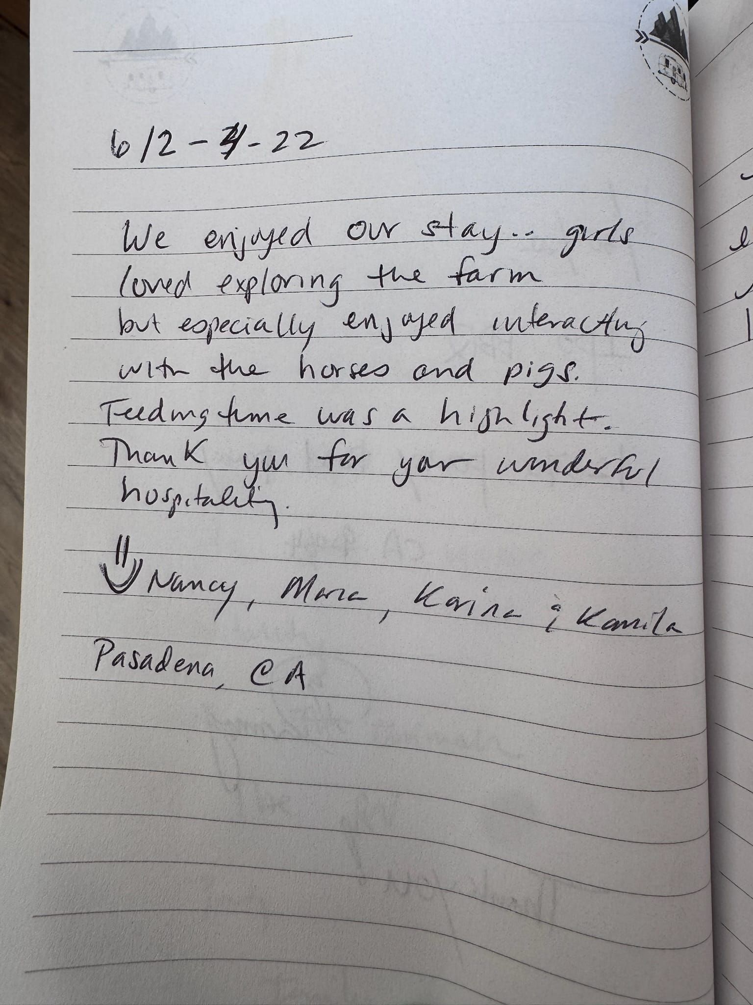 Handwritten guest book page 3578