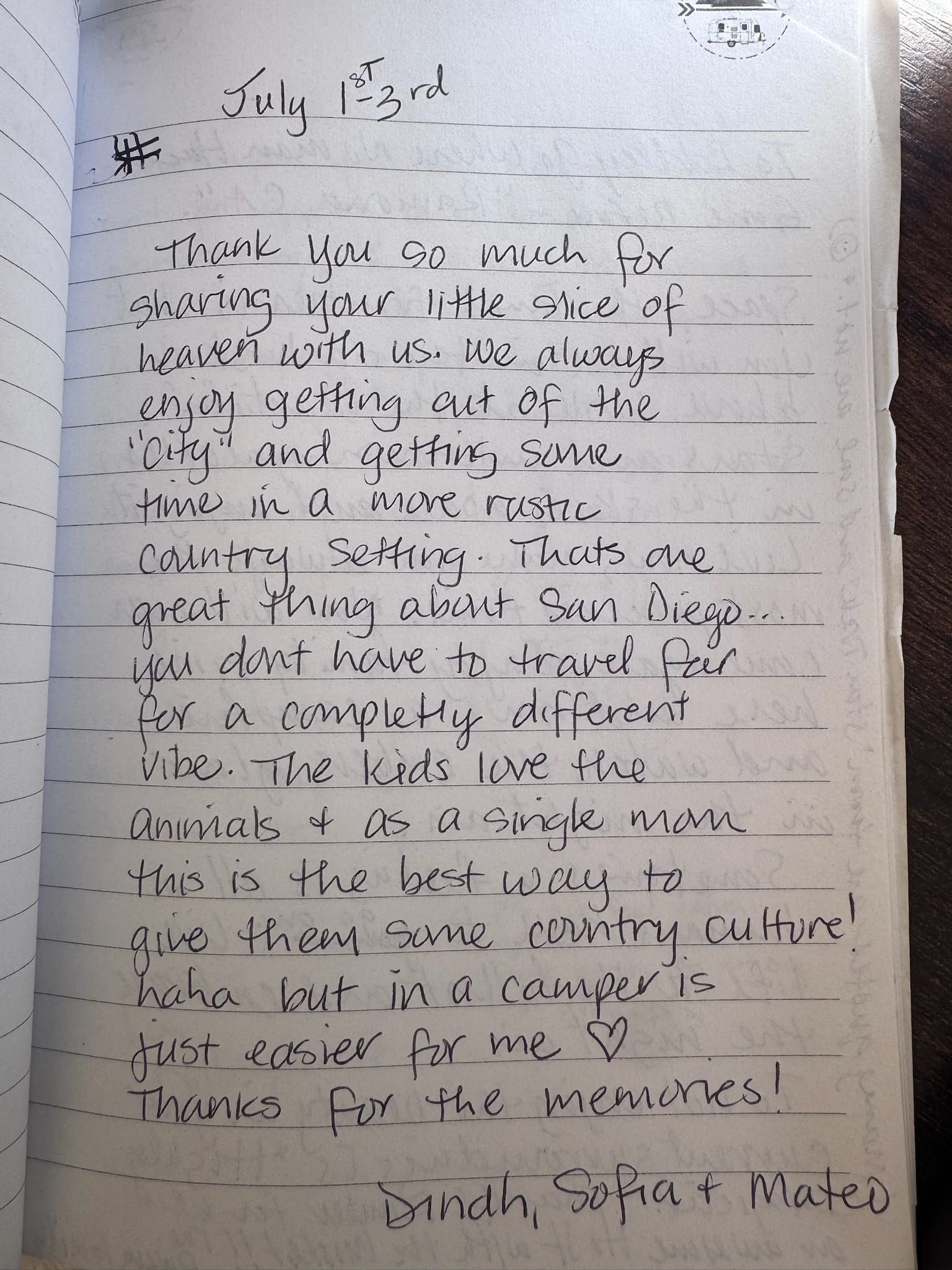 Handwritten guest book page 3581