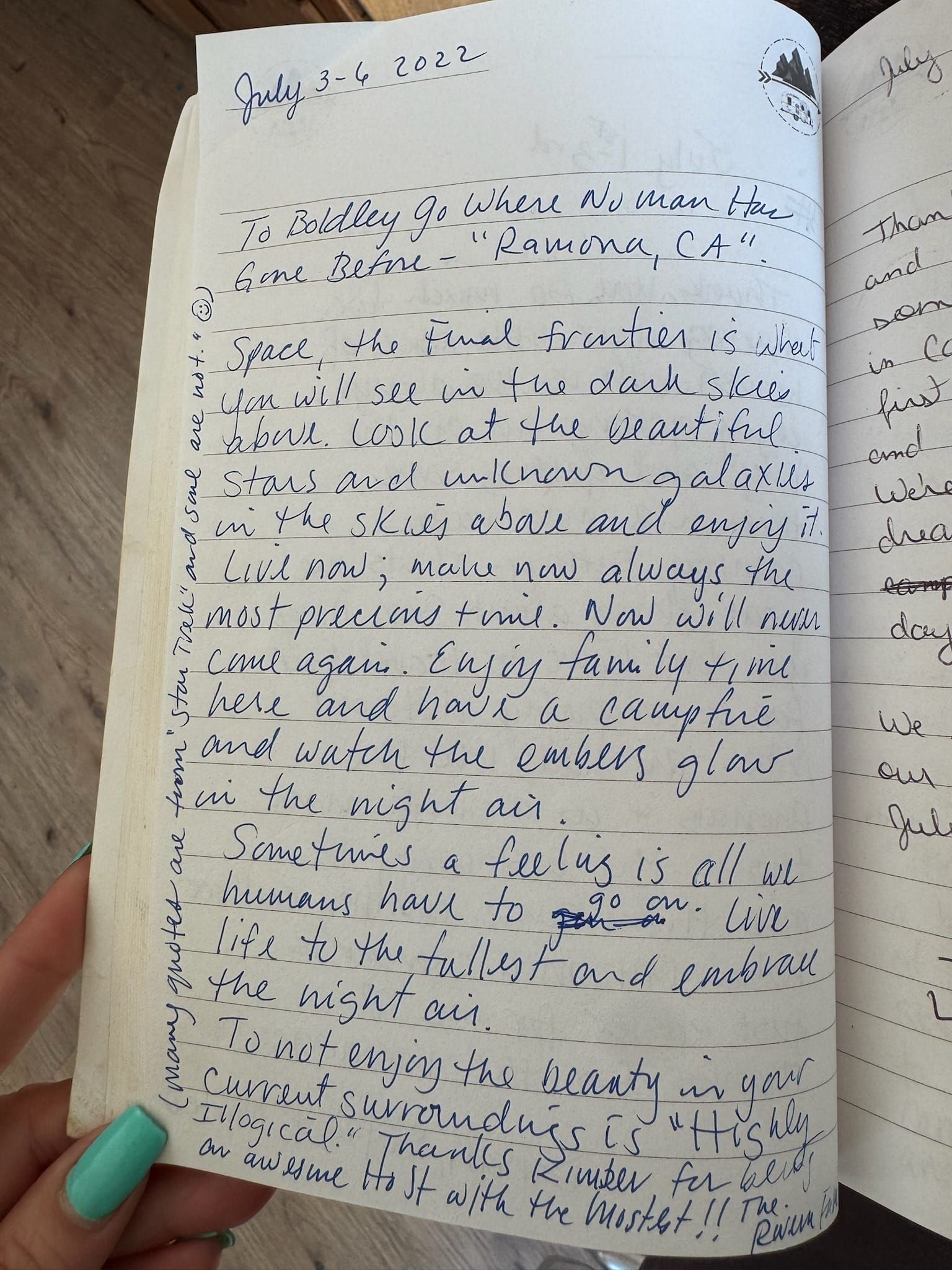 Handwritten guest book page 3582