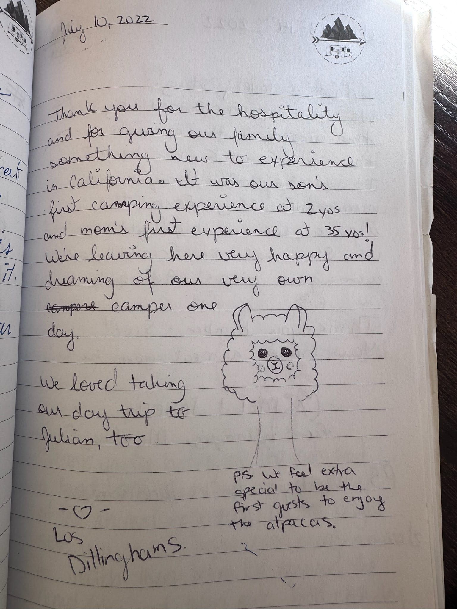 Handwritten guest book page 3583