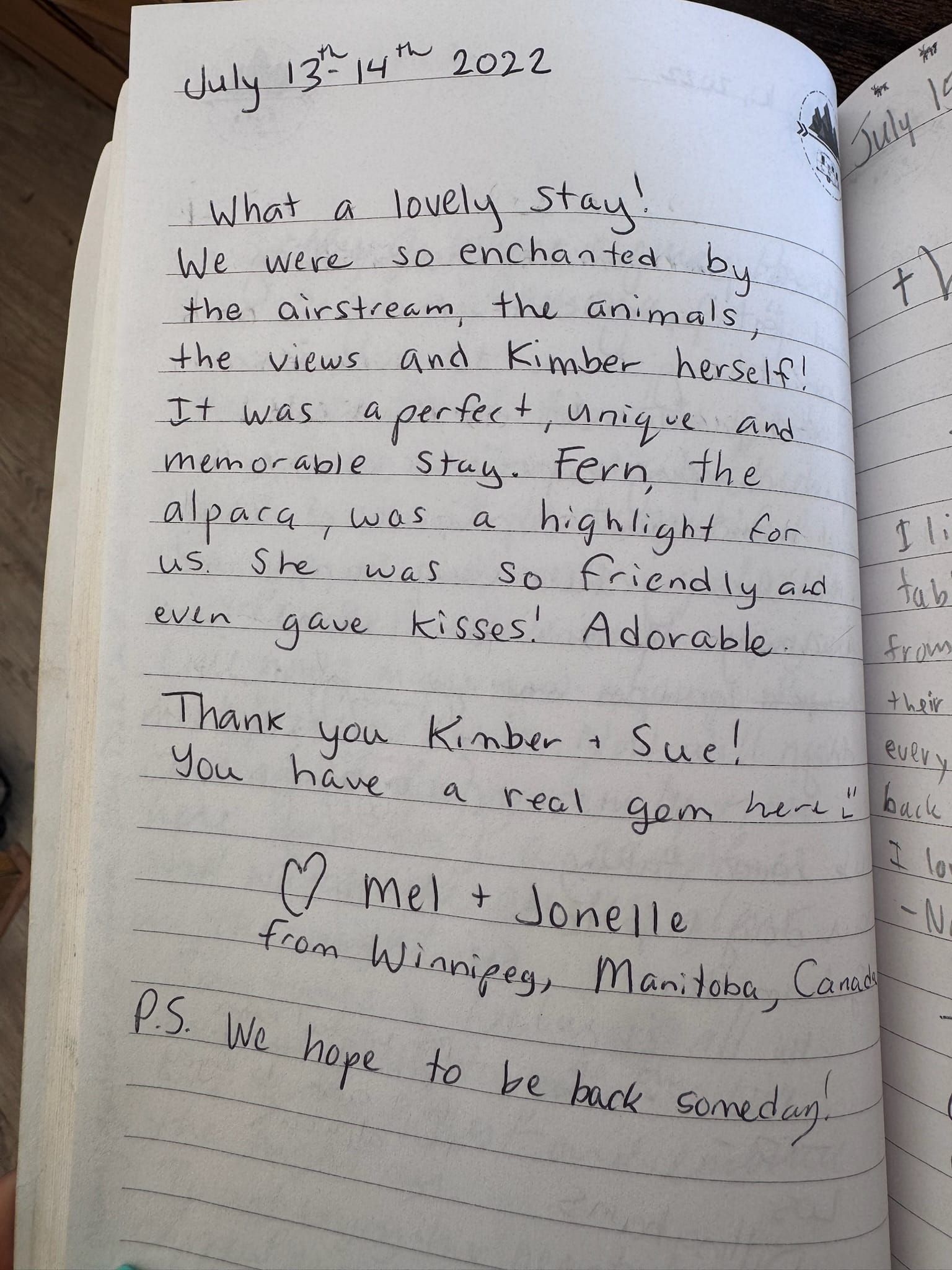Handwritten guest book page 3584