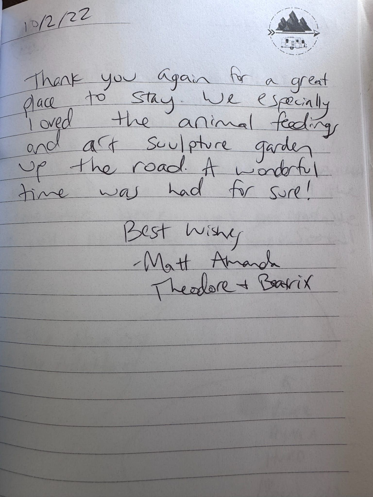 Handwritten guest book page 3587