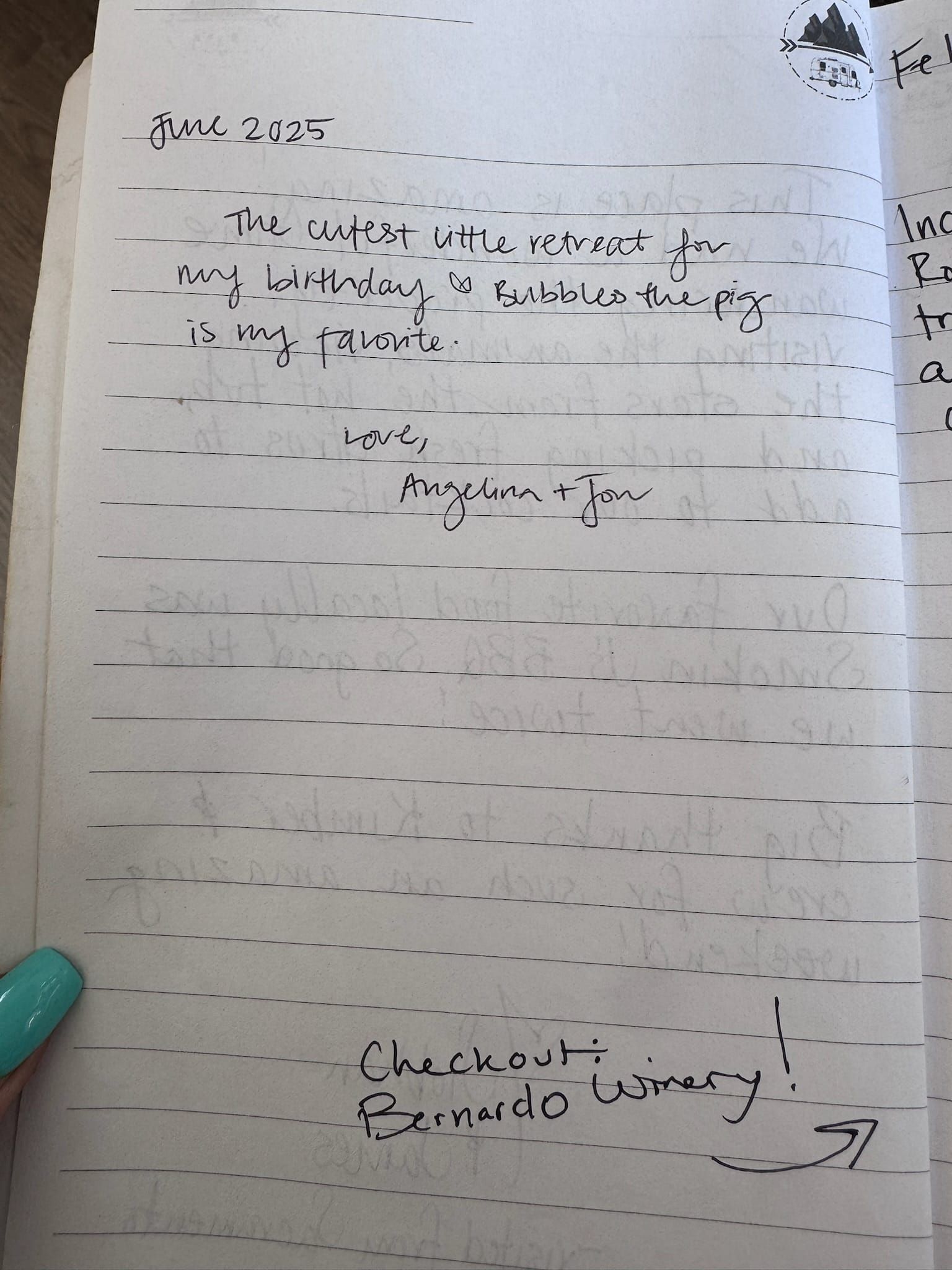 Handwritten guest book page 3591