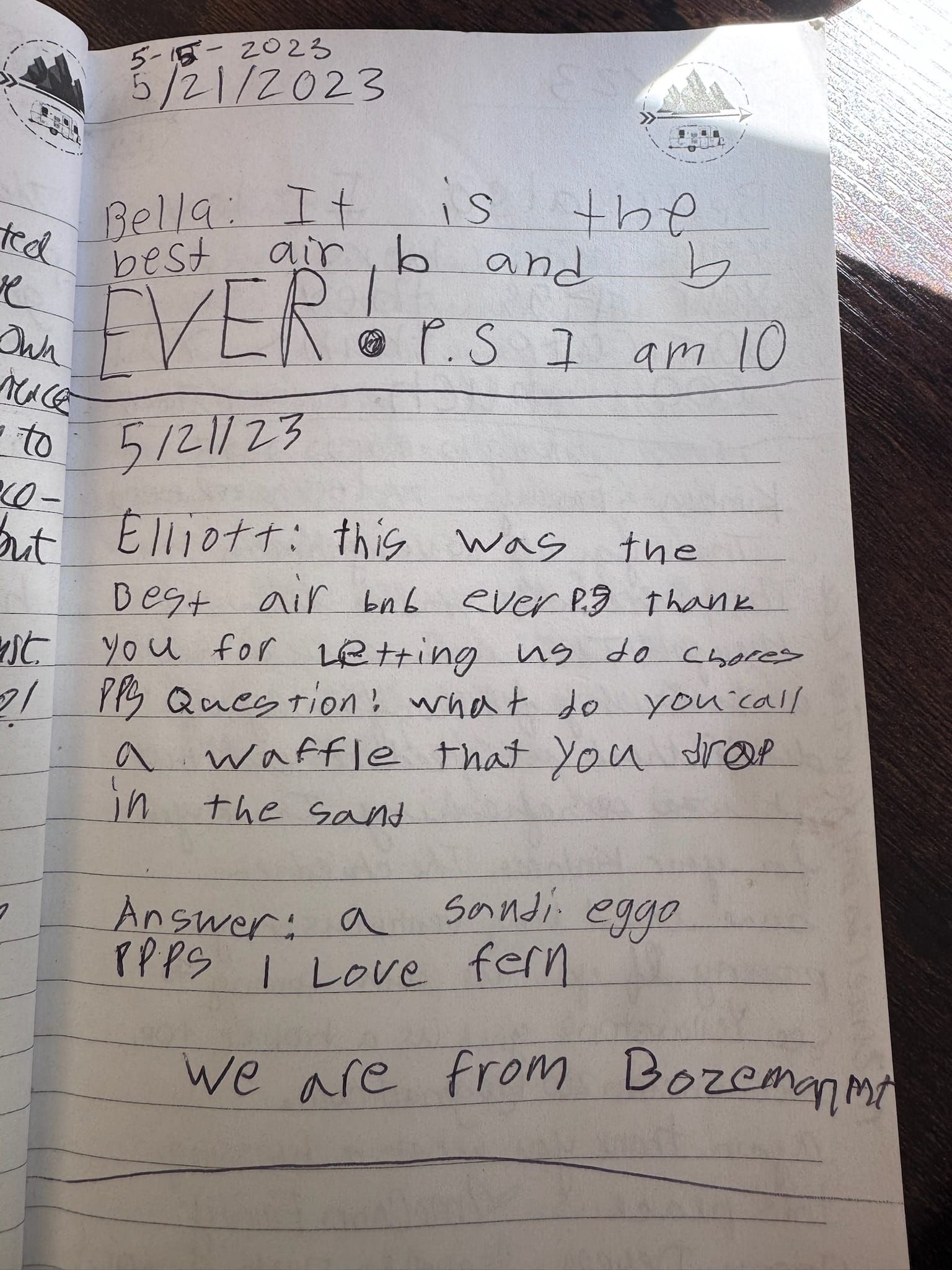 Handwritten guest book page 3595