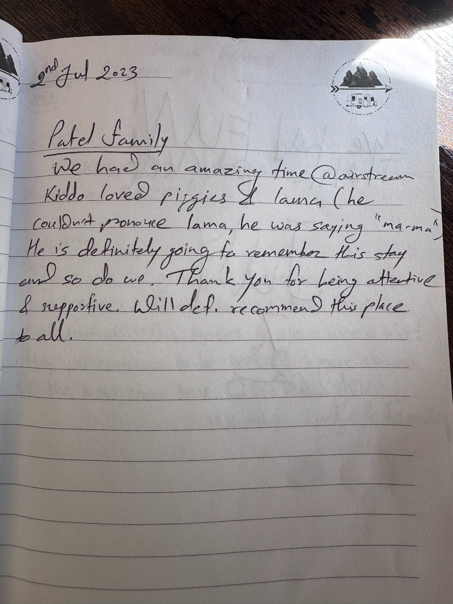 Handwritten guest book page 3598