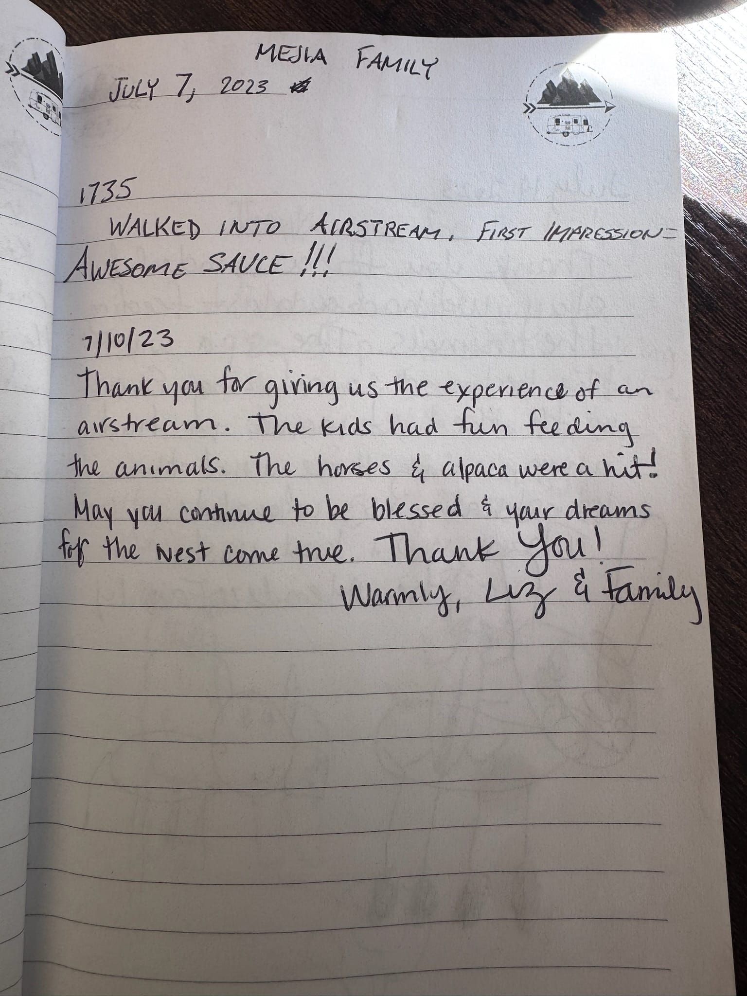 Handwritten guest book page 3599