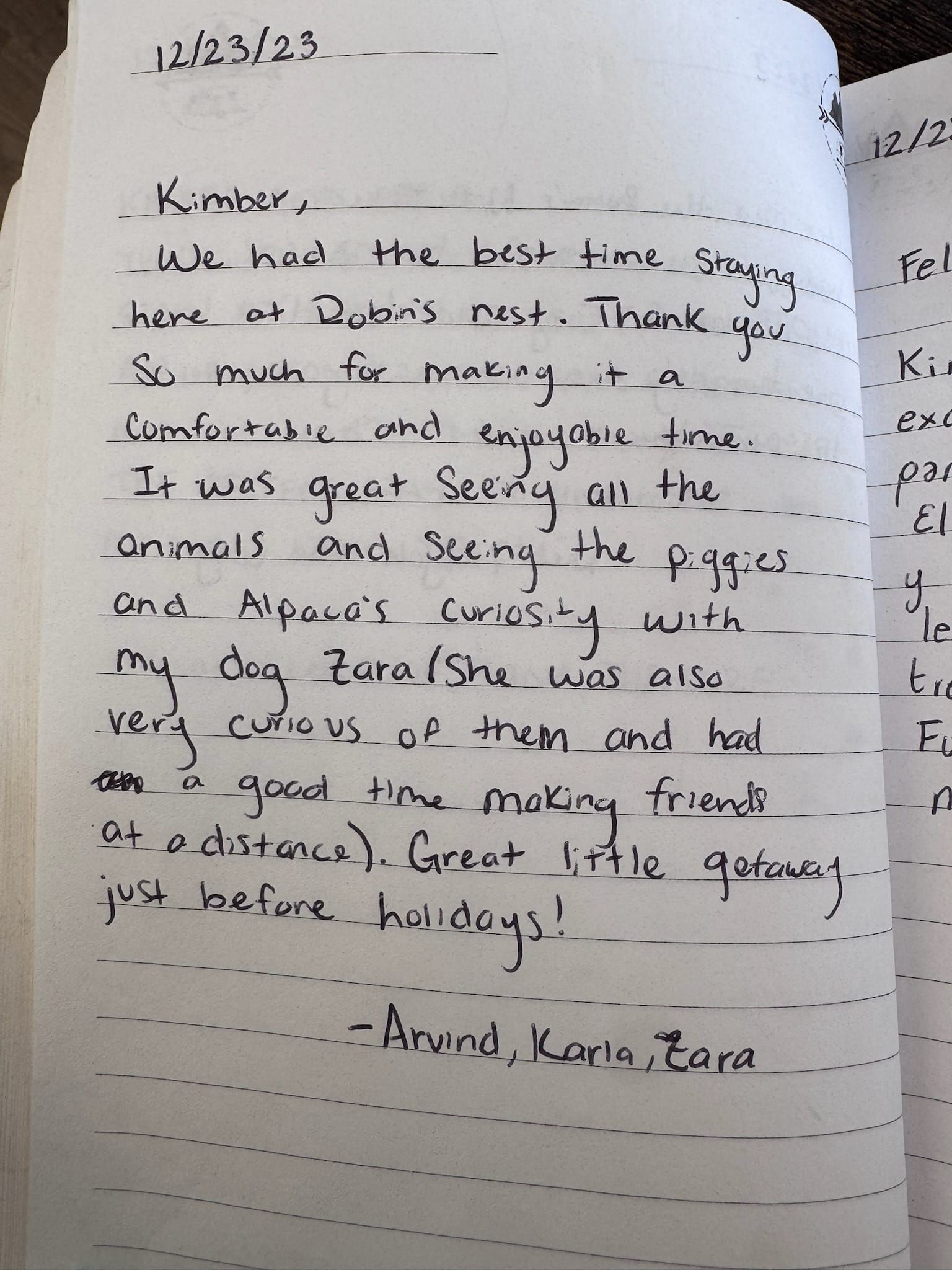 Handwritten guest book page 3608