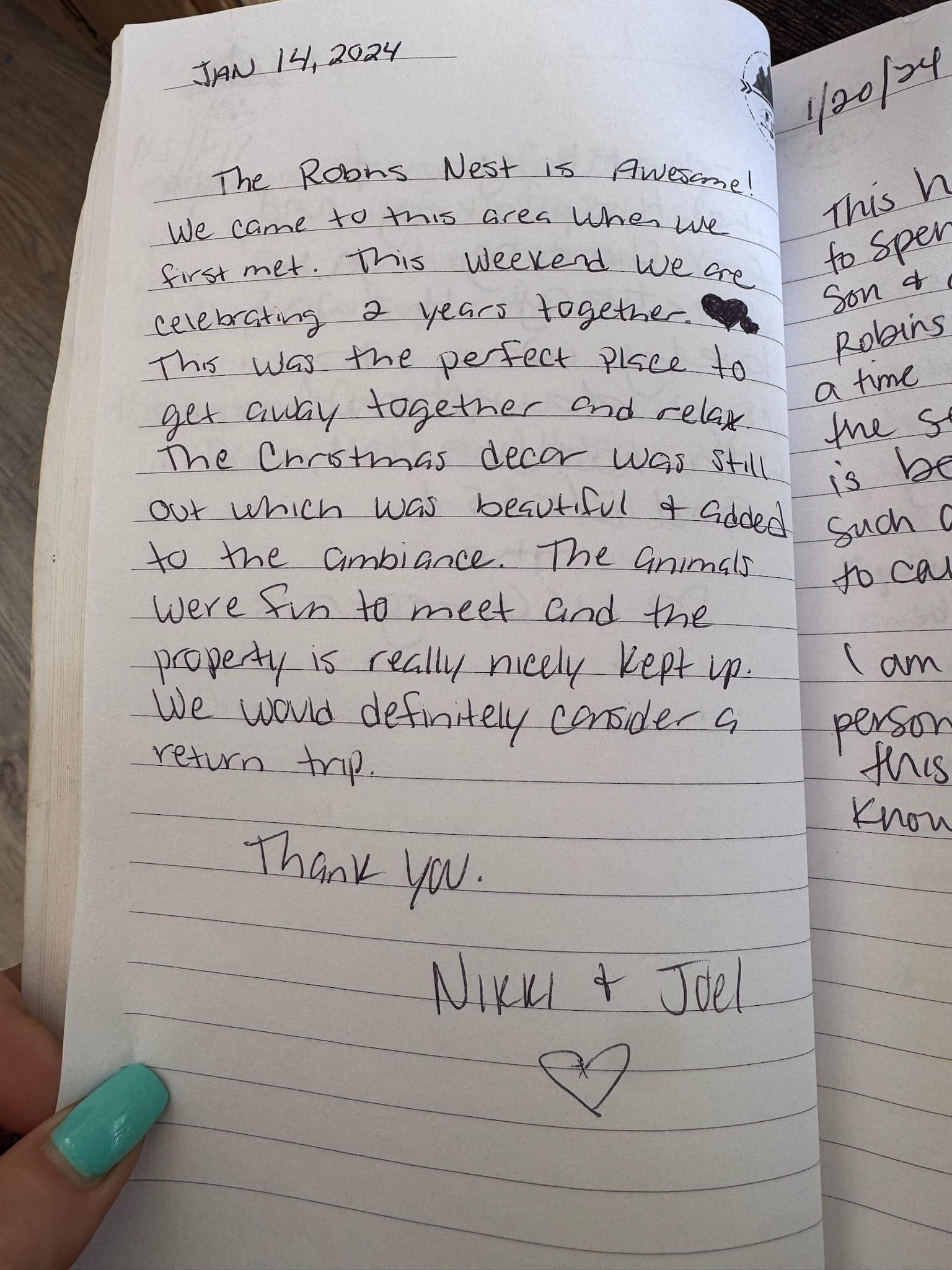 Handwritten guest book page 3610