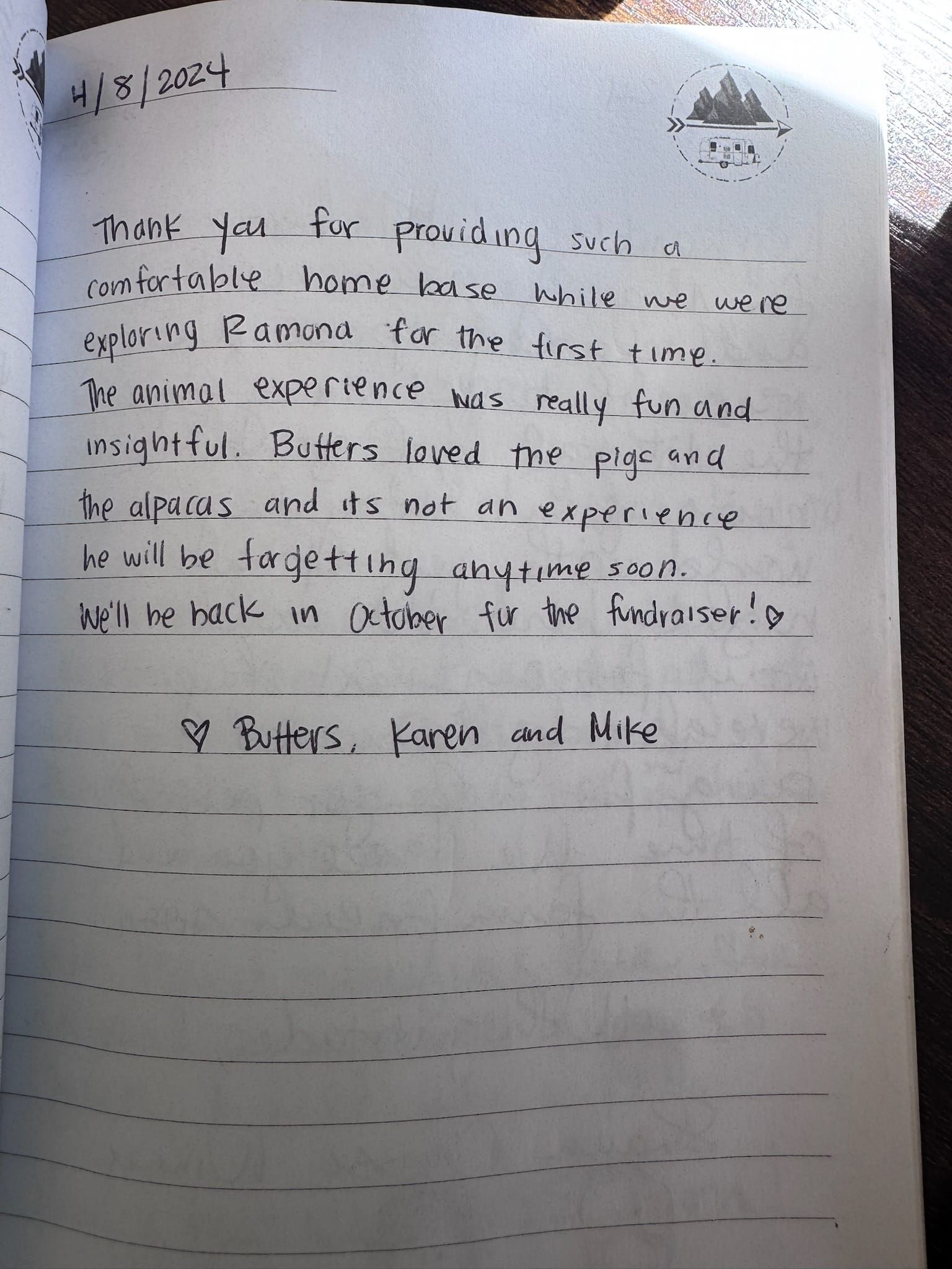 Handwritten guest book page 3618