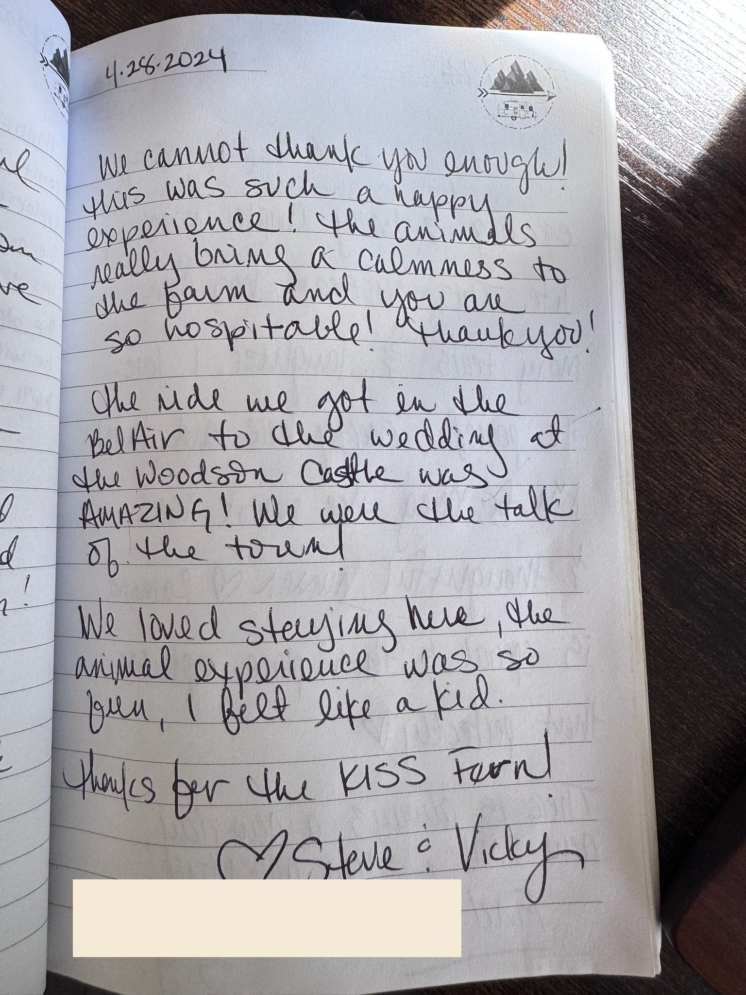 Handwritten guest book page 3620, personal contact information redacted