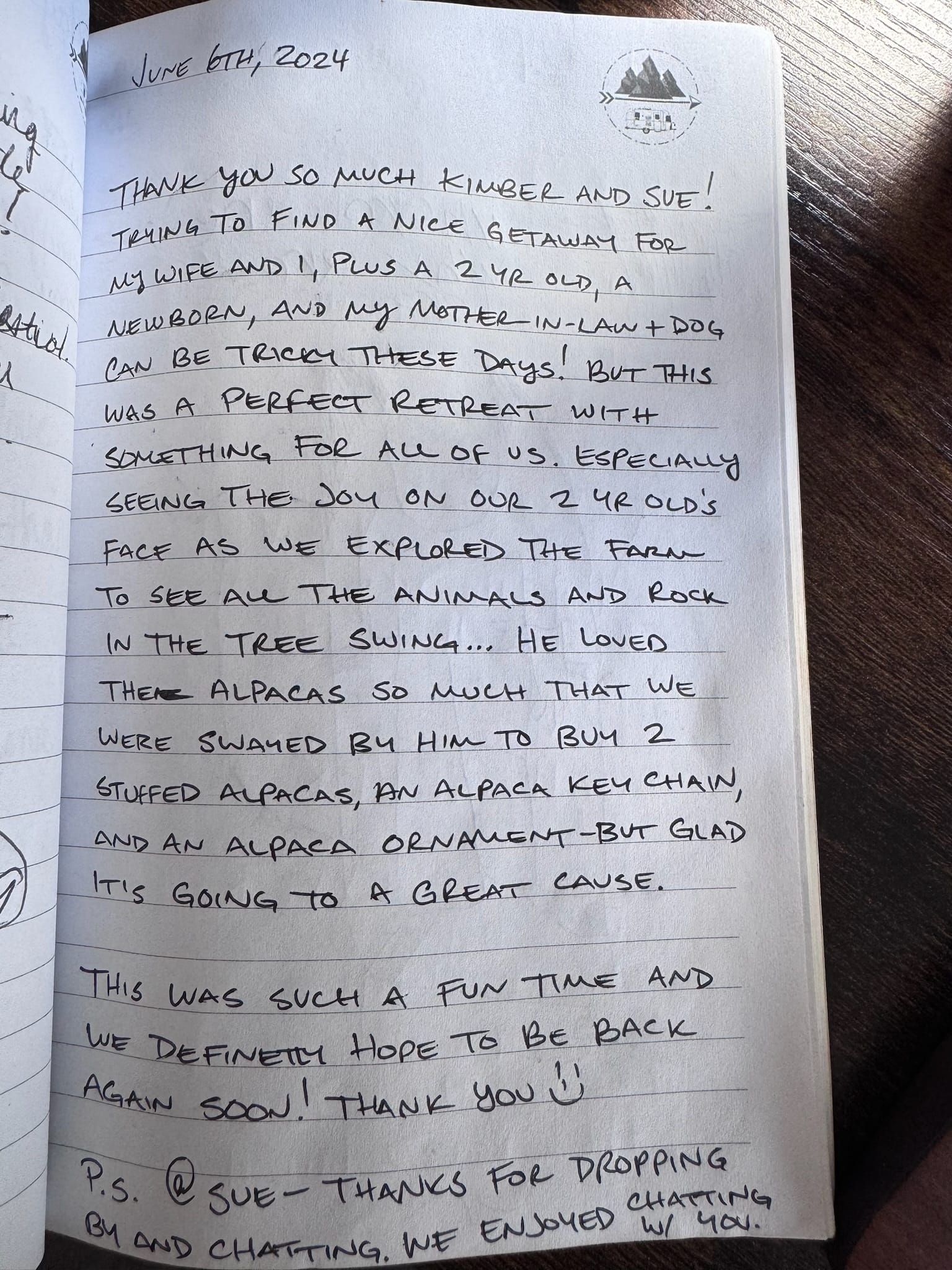 Handwritten guest book page 3622