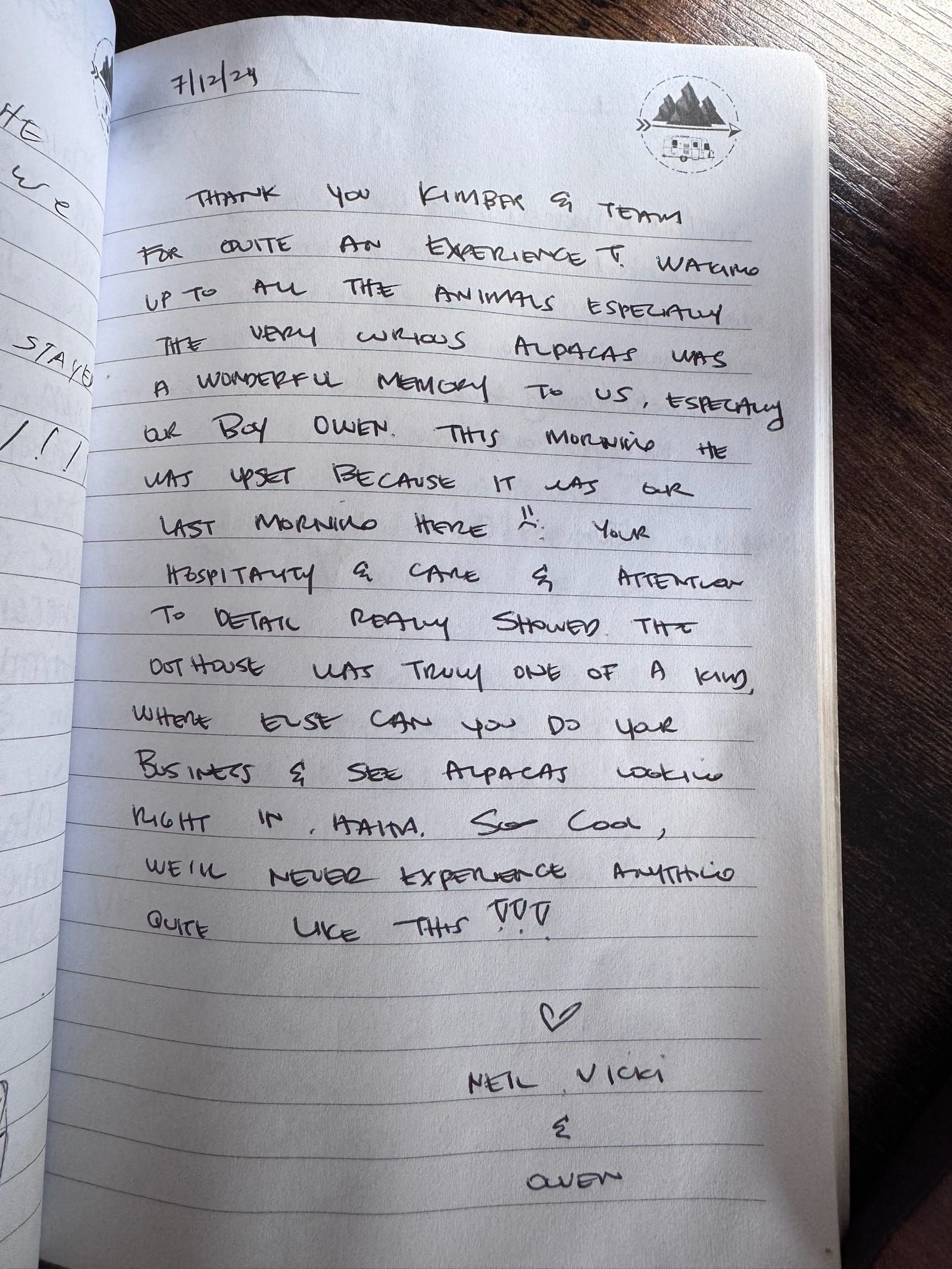 Handwritten guest book page 3626