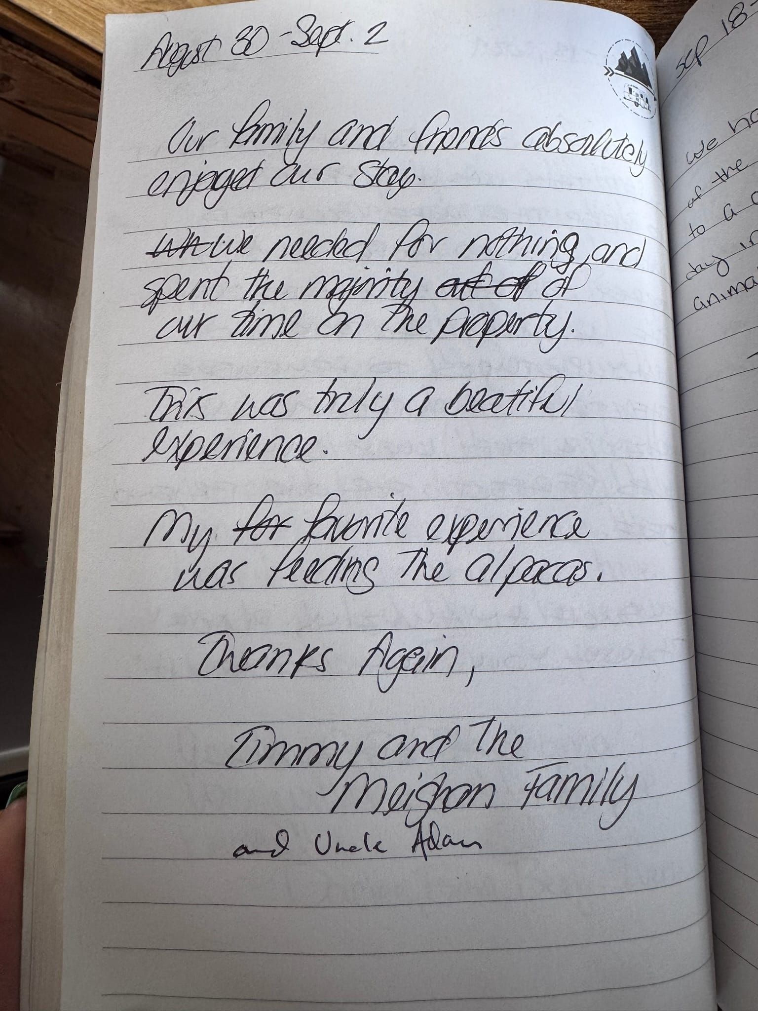 Handwritten guest book page 3632