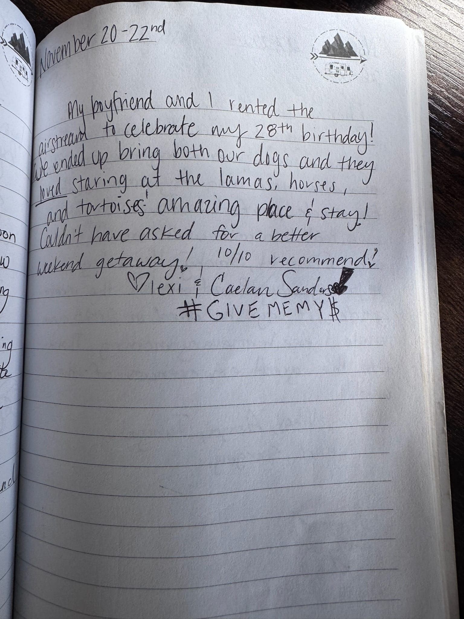 Handwritten guest book page 3639