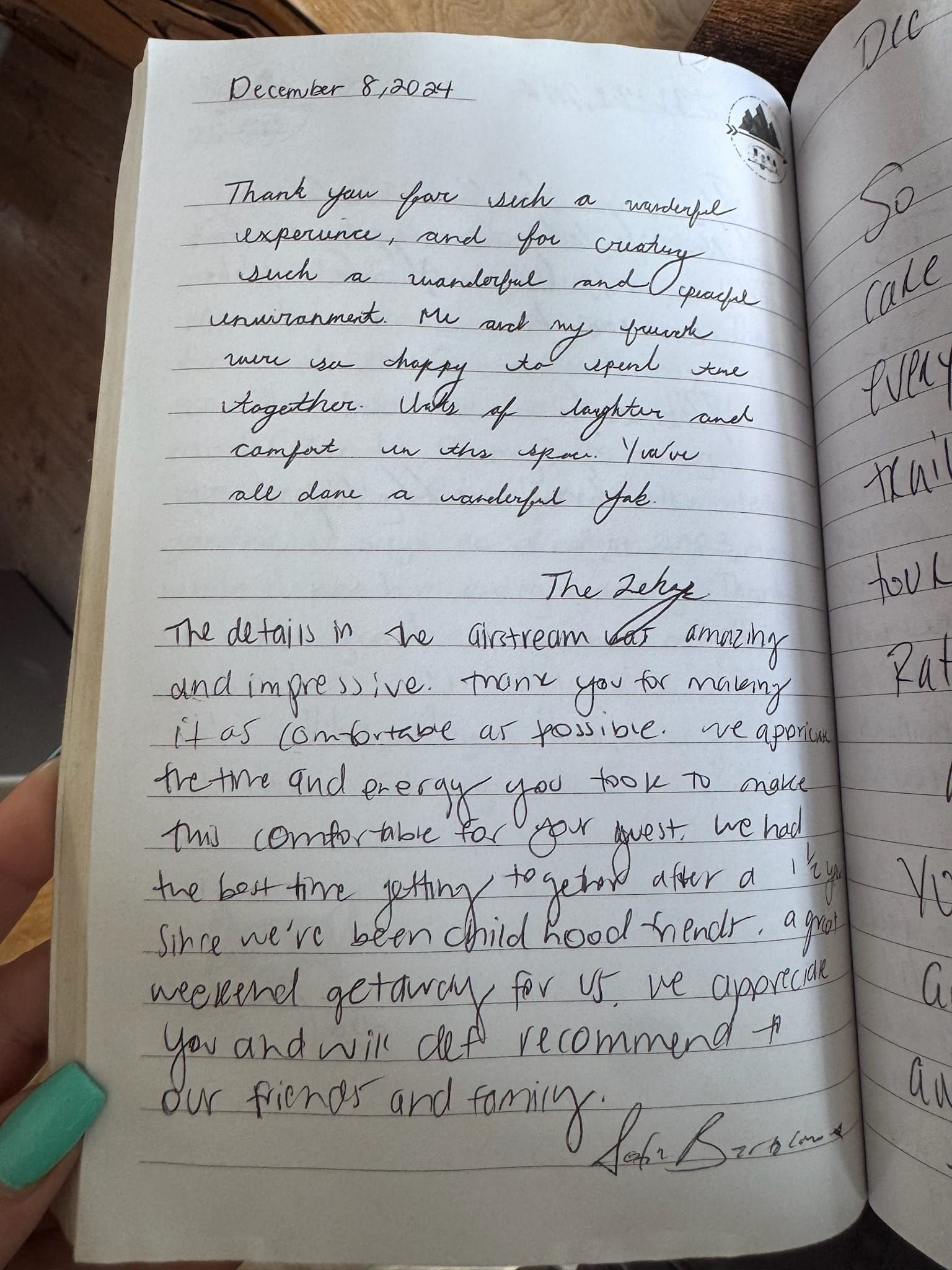 Handwritten guest book page 3641