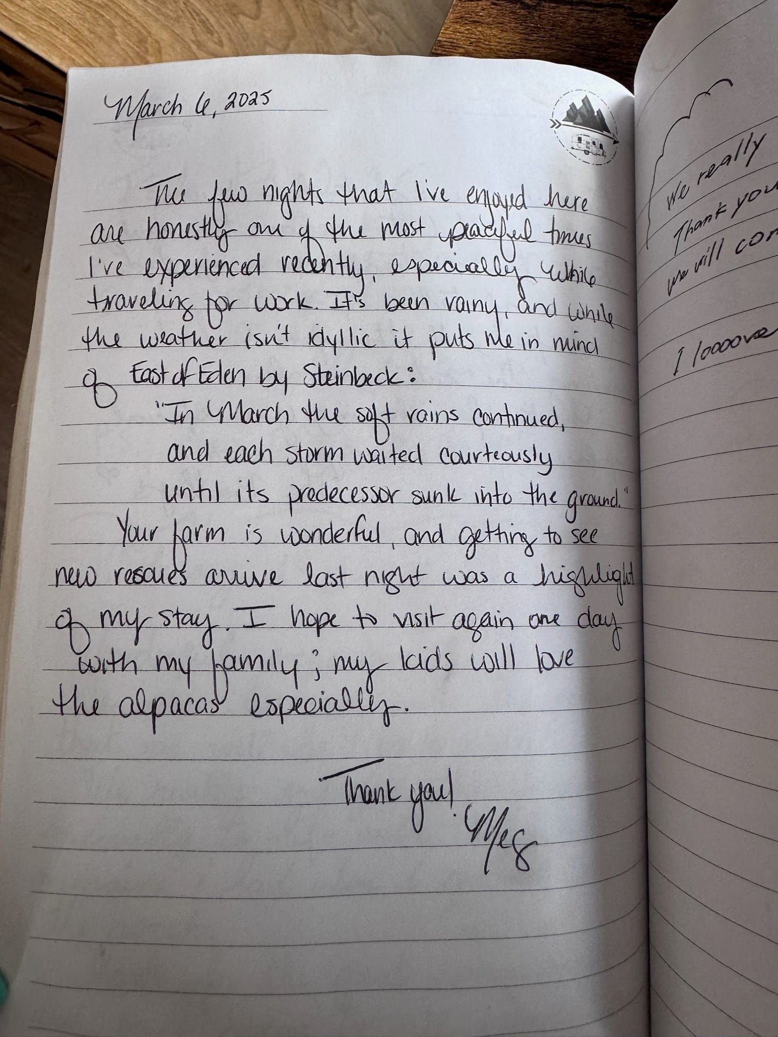 Handwritten guest book page 3646