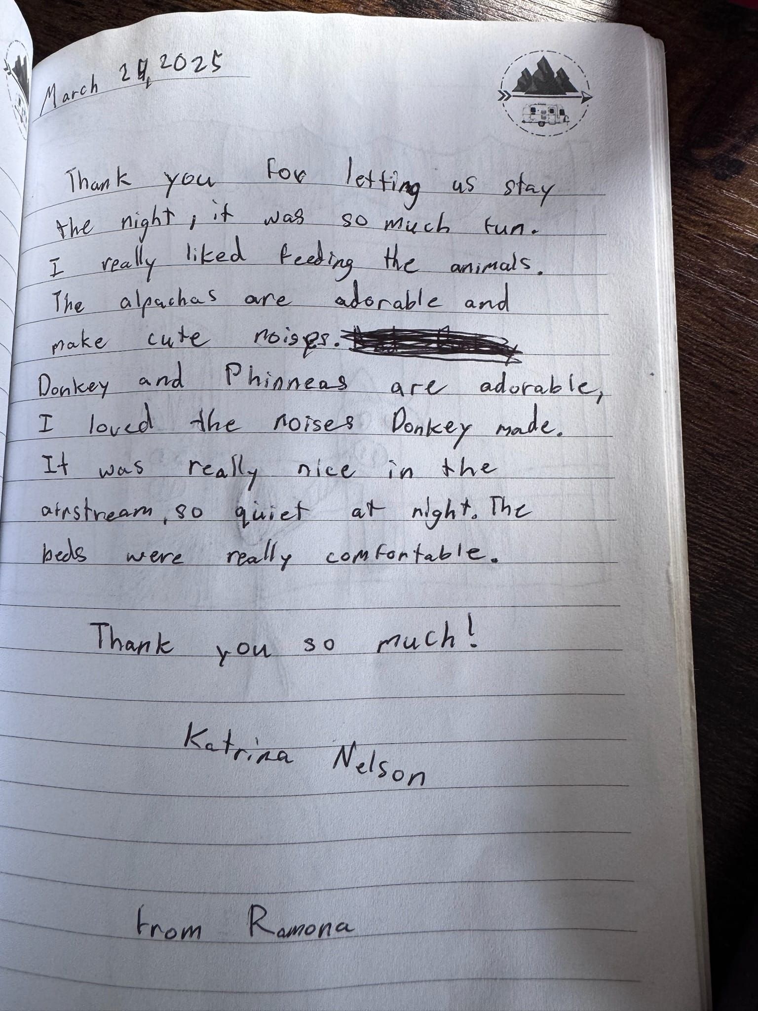 Handwritten guest book page 3647