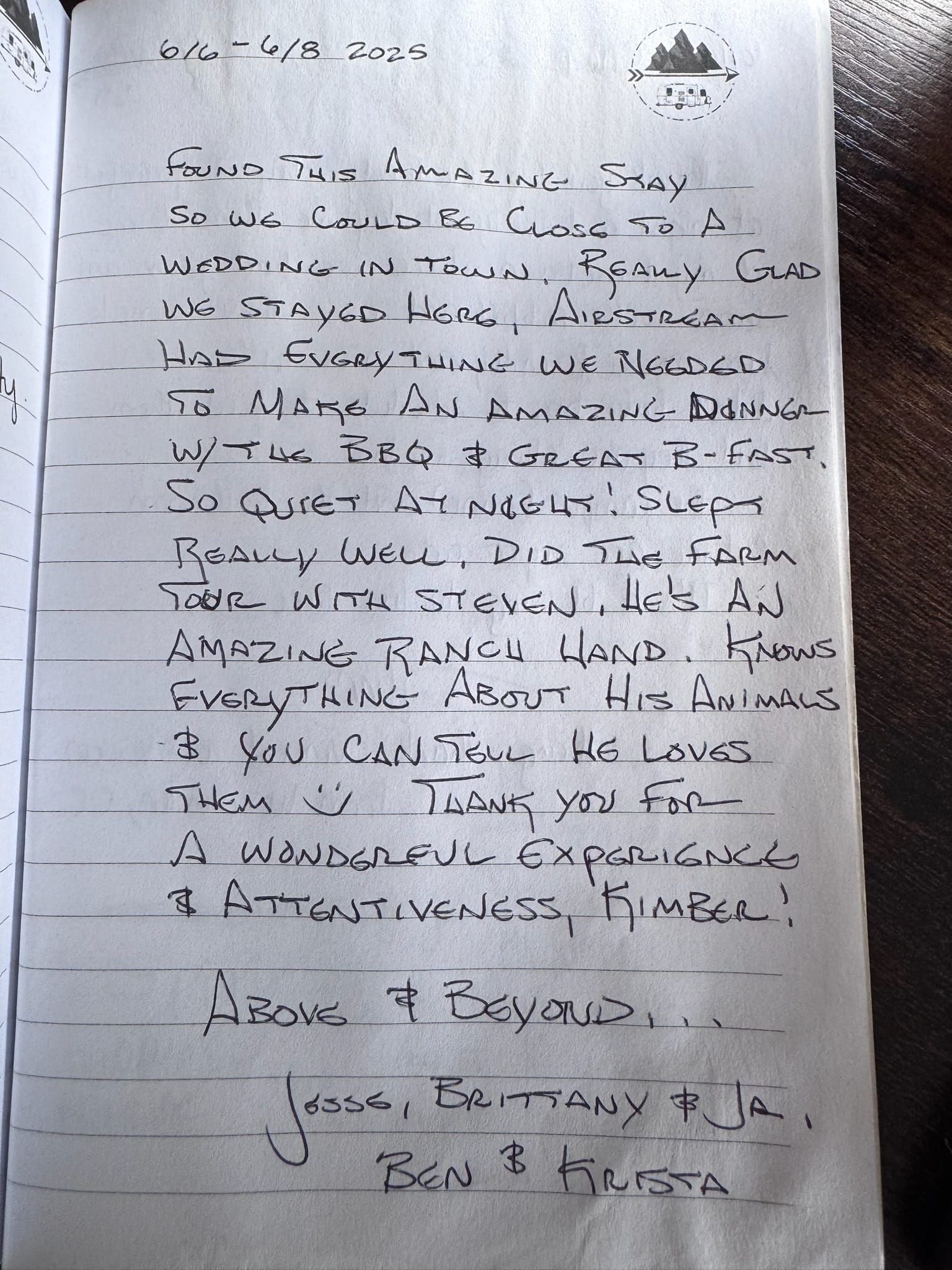 Handwritten guest book page 3650