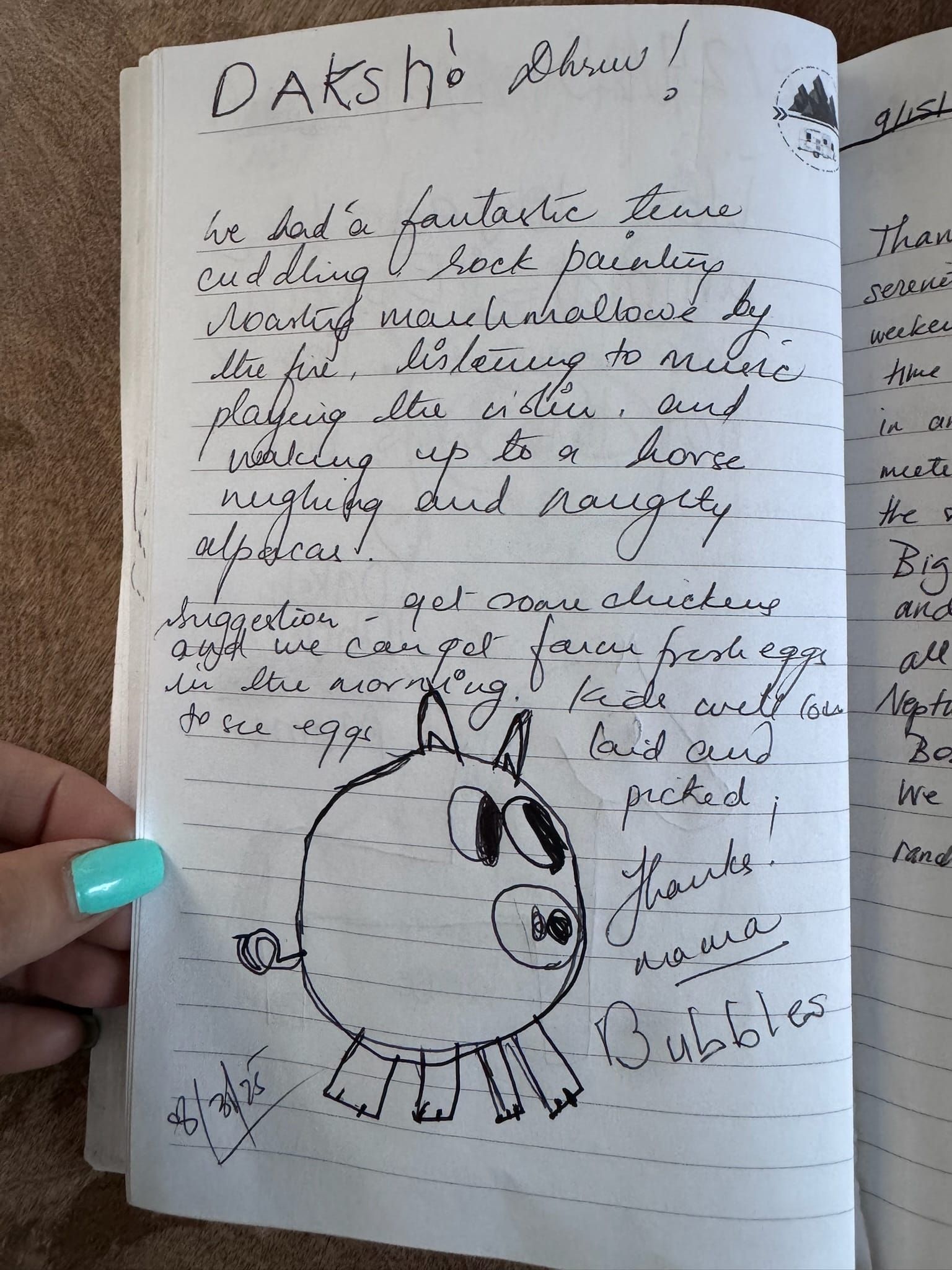 Handwritten guest book page 3661