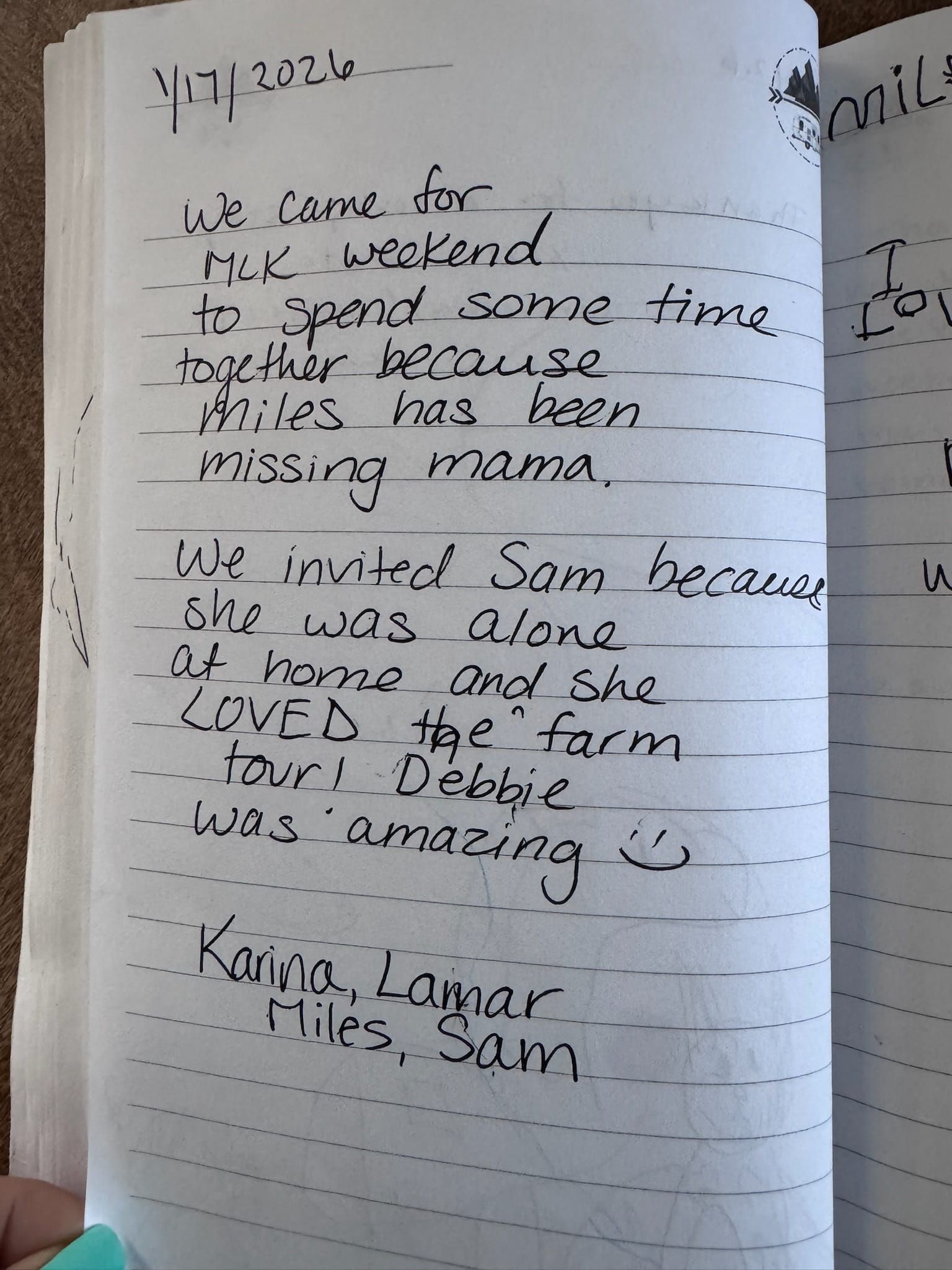 Handwritten guest book page 3664