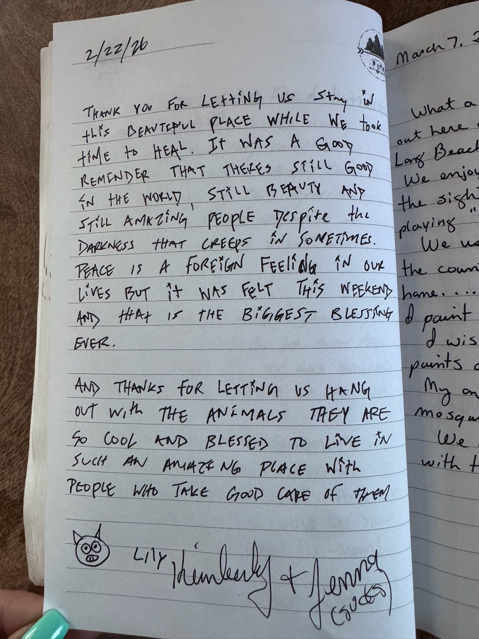 Handwritten guest book page 3666