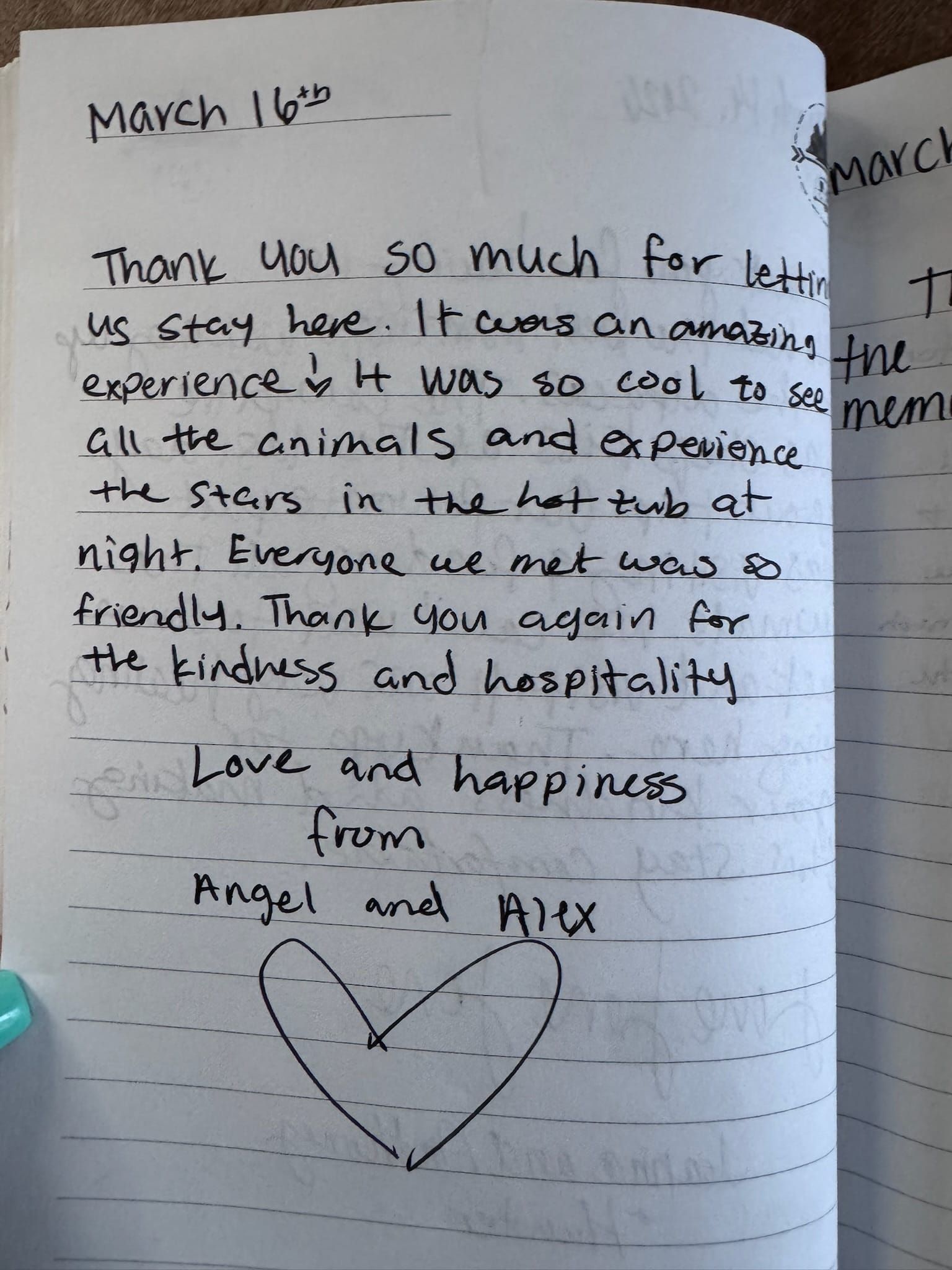 Handwritten guest book page 3667
