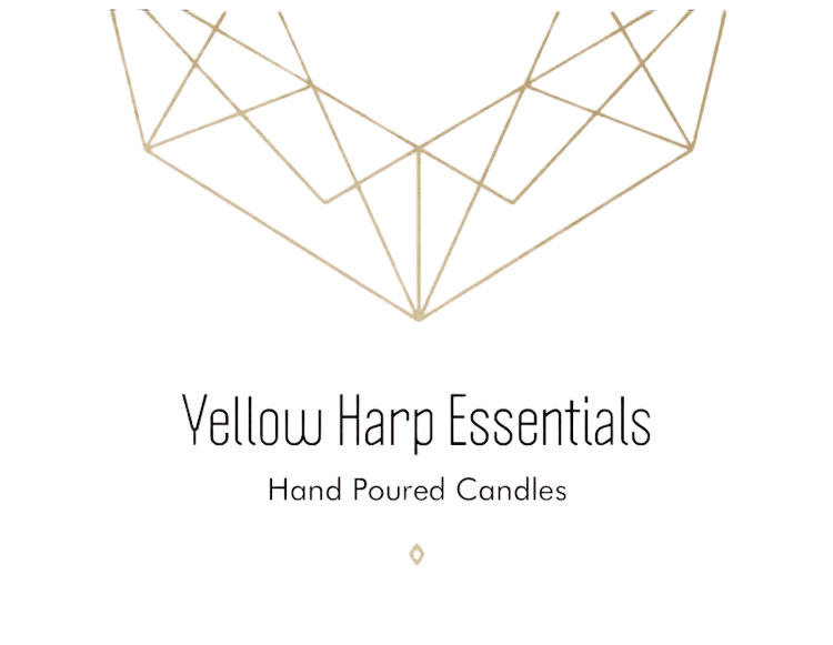 Yellow Harp Essentials hand-poured candles logo.